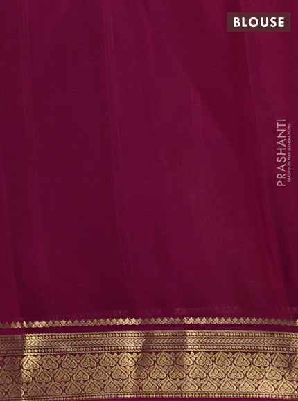 Pure mysore silk saree lime green and pink with plain body and zari woven border