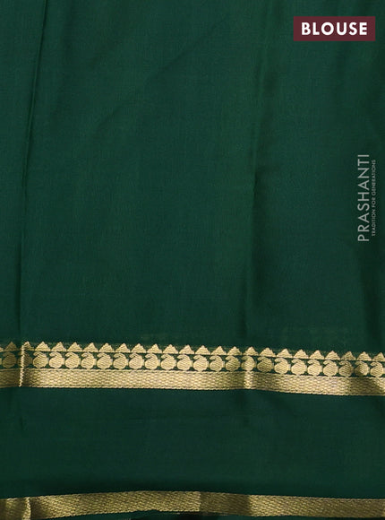 Pure mysore silk saree red and green with allover zari checked pattern and rettapet zari woven border