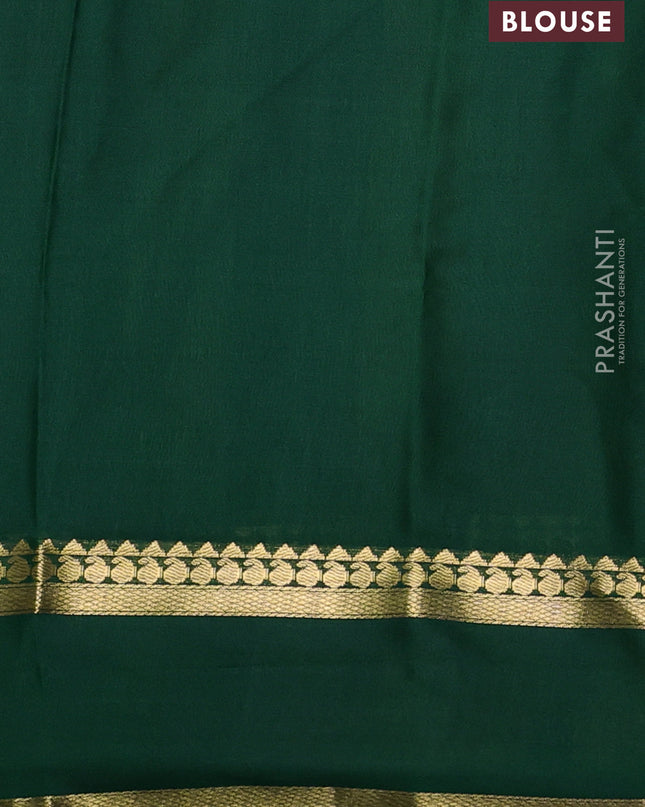 Pure mysore silk saree red and green with allover zari checked pattern and rettapet zari woven border