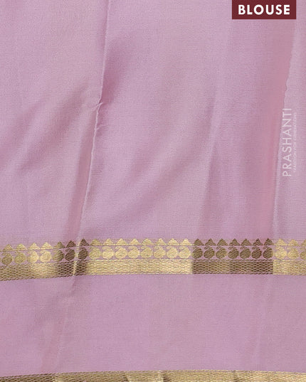 Pure mysore silk saree green and pastel pink with allover zari checked pattern and rettapet zari woven border