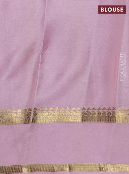 Pure mysore silk saree green and pastel pink with allover zari checked pattern and rettapet zari woven border
