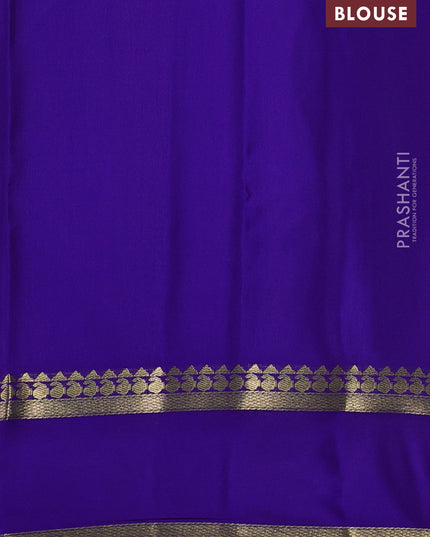 Pure mysore silk saree teal blue and royal blue with allover zari checked pattern and rettapet zari woven border