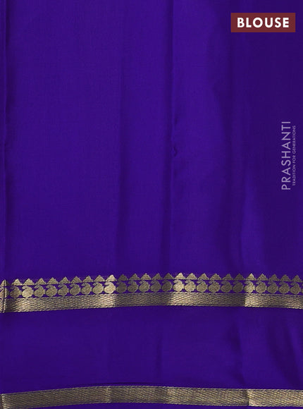 Pure mysore silk saree teal blue and royal blue with allover zari checked pattern and rettapet zari woven border