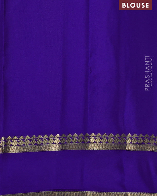 Pure mysore silk saree teal blue and royal blue with allover zari checked pattern and rettapet zari woven border
