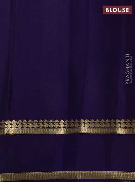 Pure mysore silk saree pink and dark blue with allover zari checked pattern and rettapet zari woven border