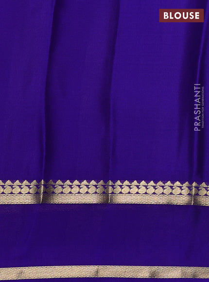 Pure mysore silk saree light green and blue with allover zari checked pattern and rettapet zari woven border