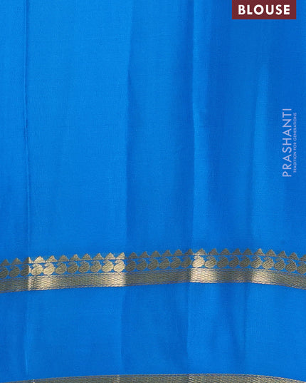 Pure mysore silk saree purple and cs blue with allover zari checked pattern and rettapet zari woven border