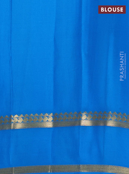 Pure mysore silk saree purple and cs blue with allover zari checked pattern and rettapet zari woven border
