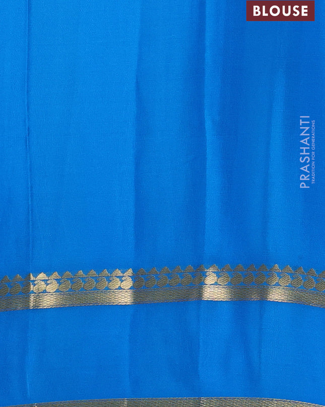 Pure mysore silk saree purple and cs blue with allover zari checked pattern and rettapet zari woven border