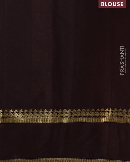 Pure mysore silk saree rustic orange and coffee brown with allover zari checked pattern and rettapet zari woven border