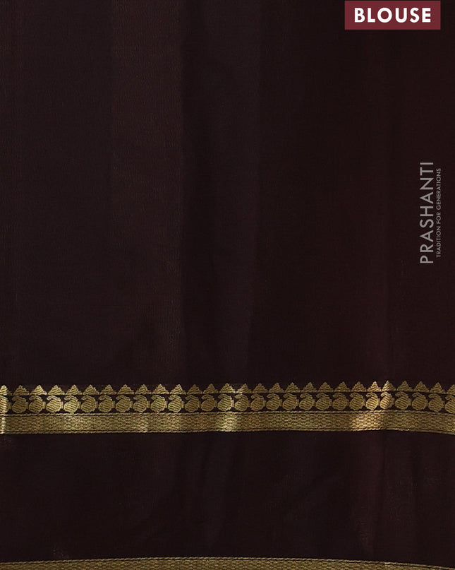 Pure mysore silk saree rustic orange and coffee brown with allover zari checked pattern and rettapet zari woven border