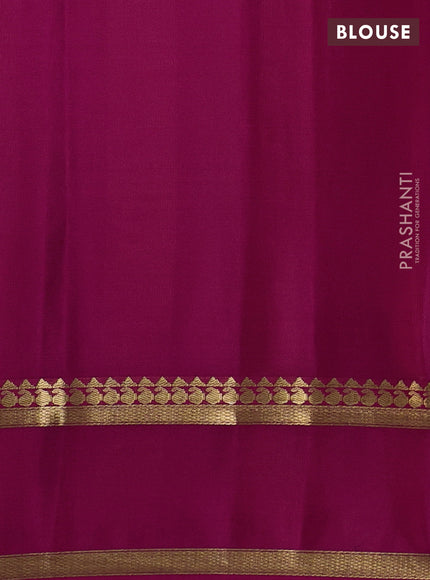 Pure mysore silk saree mehendi green and pink with allover zari checked pattern and rettapet zari woven border