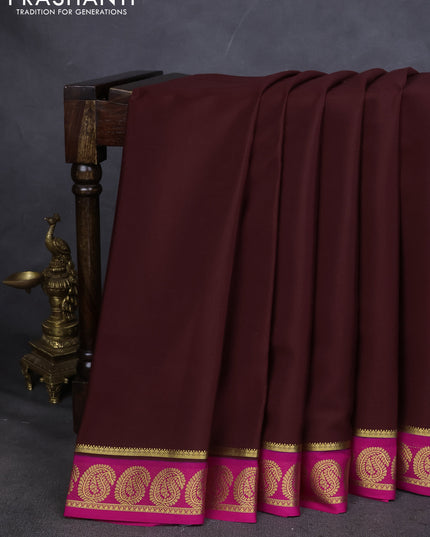 Pure mysore silk saree maroon and pink with plain body and annam zari woven border