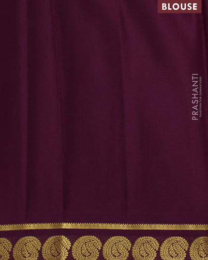 Pure mysore silk saree peach pink and deep purple with plain body and annam zari woven border