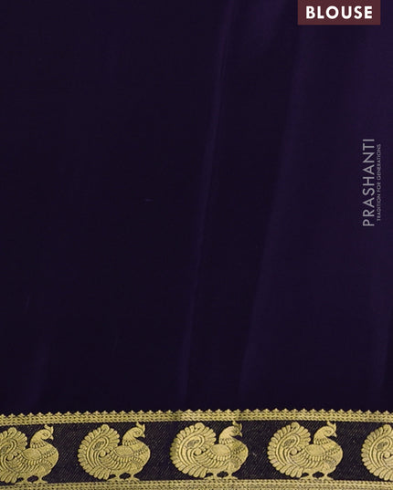 Pure mysore silk saree pink and navy blue with plain body and annam zari woven border
