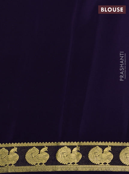 Pure mysore silk saree pink and navy blue with plain body and annam zari woven border