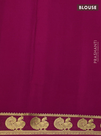 Pure mysore silk saree mehendi green and pink with plain body and annam zari woven border