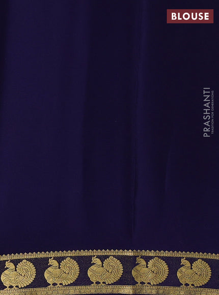 Pure mysore silk saree teal blue and navy blue with plain body and annam zari woven border