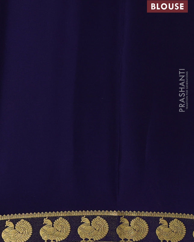 Pure mysore silk saree teal blue and navy blue with plain body and annam zari woven border