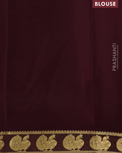 Pure mysore silk saree orange and brown with plain body and annam zari woven border