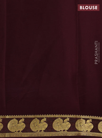 Pure mysore silk saree orange and brown with plain body and annam zari woven border