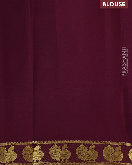 Pure mysore silk saree peach orange and deep wine with plain body and annam zari woven border