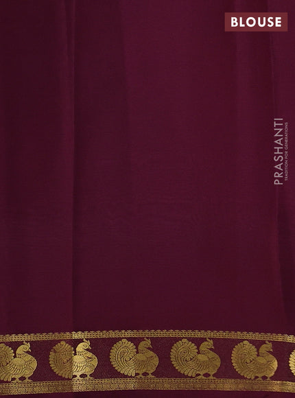 Pure mysore silk saree peach orange and deep wine with plain body and annam zari woven border