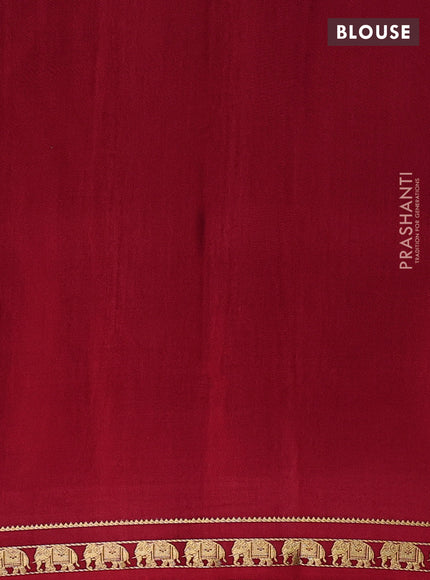 Pure mysore silk saree red with plain body and zari woven border