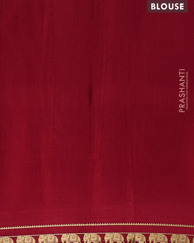 Pure mysore silk saree red with plain body and zari woven border