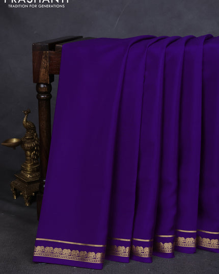 Pure mysore silk saree violet with plain body and zari woven border