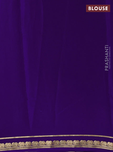 Pure mysore silk saree violet with plain body and zari woven border