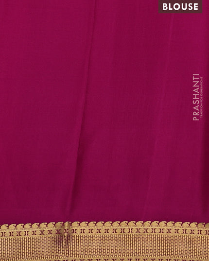 Pure mysore silk saree lime yellow and pink with allover zari checks and zari woven border