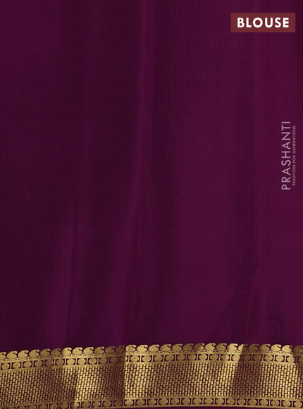 Pure mysore silk saree mild peach and purple with allover zari checks and zari woven border