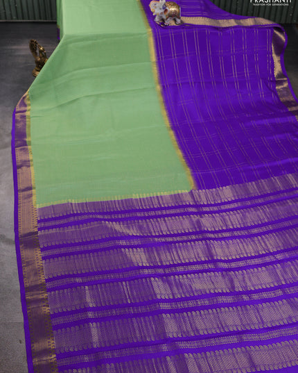 Pure mysore silk saree royal blue with allover zari checks and zari woven border