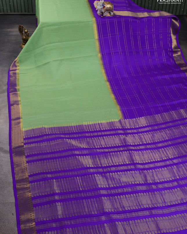 Pure mysore silk saree royal blue with allover zari checks and zari woven border