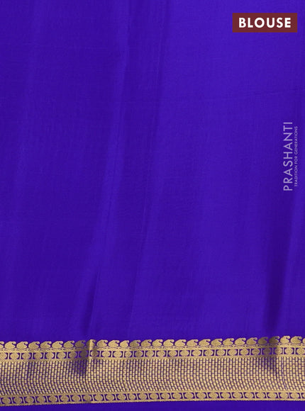 Pure mysore silk saree royal blue and teal with allover zari checks and zari woven border