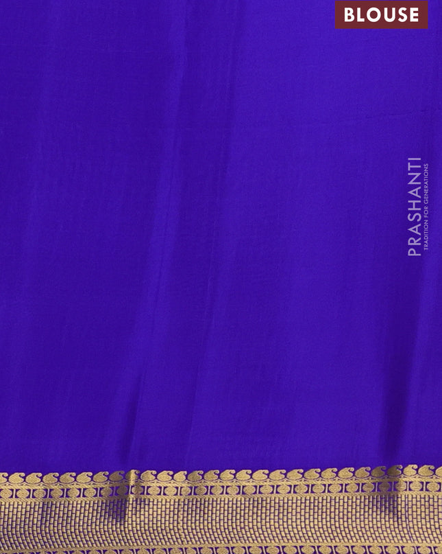 Pure mysore silk saree royal blue with allover zari checks and zari woven border