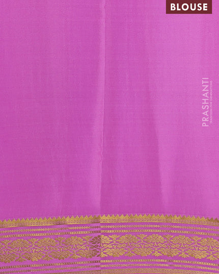 Pure mysore silk saree green and light pink with allover zari checks & buttas and zari woven border