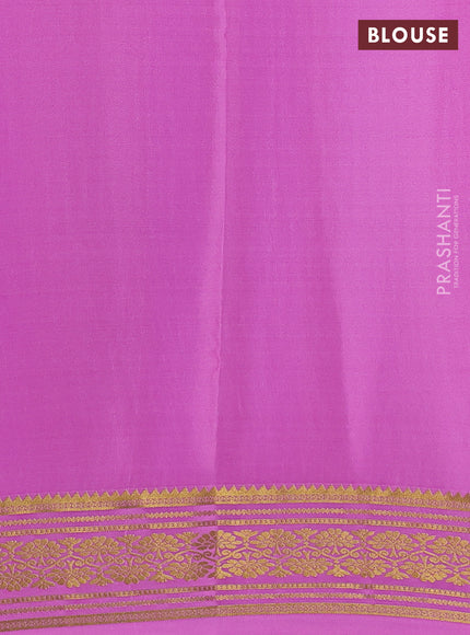 Pure mysore silk saree green and light pink with allover zari checks & buttas and zari woven border
