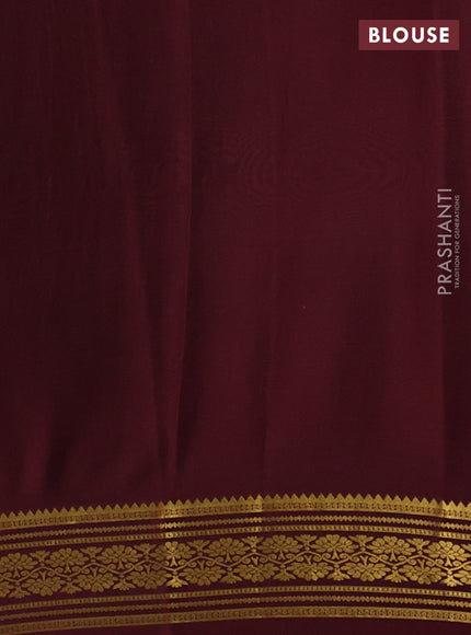 Pure mysore silk saree rustic orange and maroon with allover zari checks & buttas and zari woven border