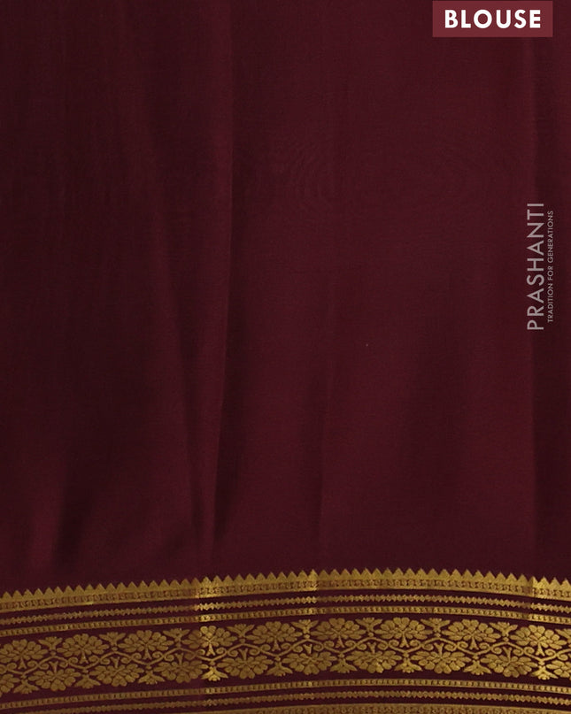 Pure mysore silk saree rustic orange and maroon with allover zari checks & buttas and zari woven border