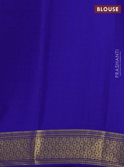 Pure mysore silk saree teal shade and blue with allover zari checks & buttas and zari woven border