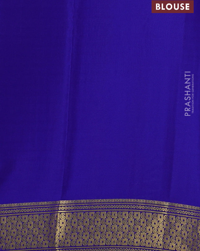 Pure mysore silk saree teal shade and blue with allover zari checks & buttas and zari woven border