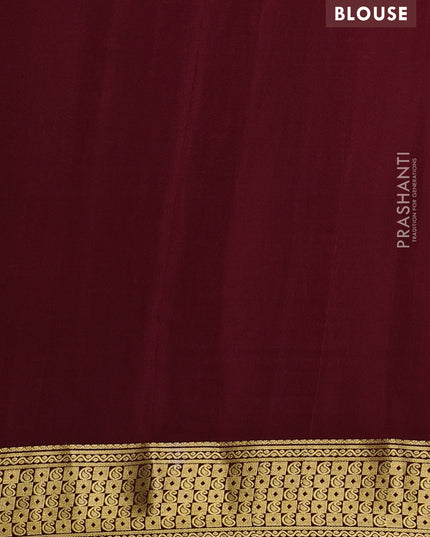 Pure mysore silk saree peach pink and maroon with allover zari checks & buttas and zari woven border
