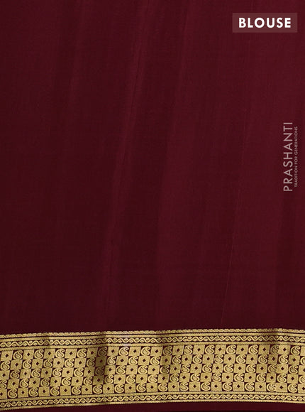 Pure mysore silk saree peach pink and maroon with allover zari checks & buttas and zari woven border