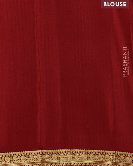 Pure mysore silk saree green and red with allover zari woven butta weaves and zari woven border