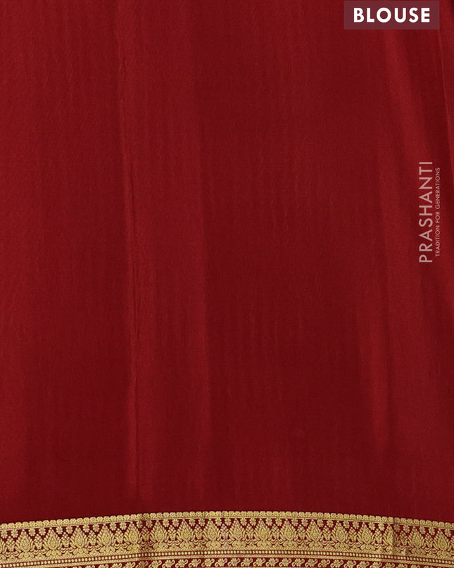 Pure mysore silk saree green and red with allover zari woven butta weaves and zari woven border