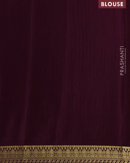 Pure mysore silk saree pista green and deep purple with allover zari woven butta weaves and zari woven border