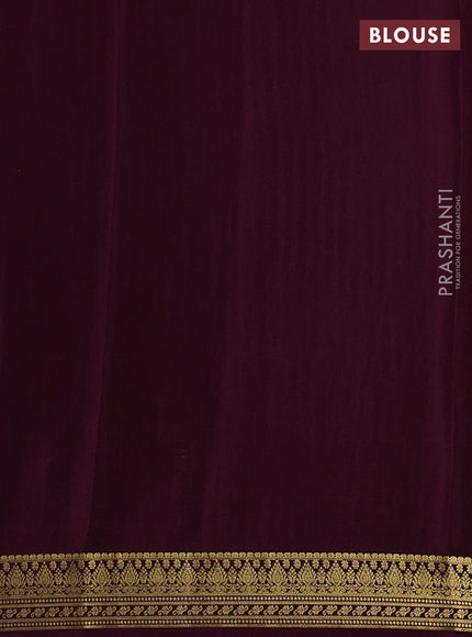 Pure mysore silk saree pista green and deep purple with allover zari woven butta weaves and zari woven border