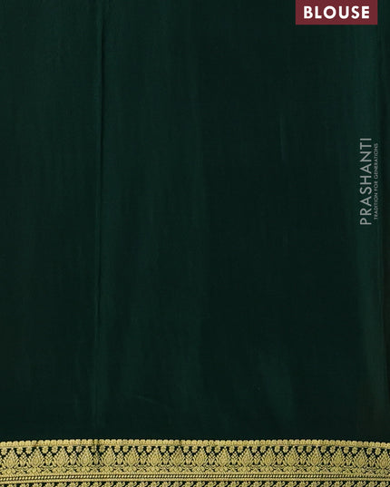 Pure mysore silk saree peach orange and green with allover zari woven butta weaves and zari woven border